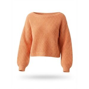 Missguided Petite Orange Waffle Knit Boat Neck Chunky Cropped Sweater Size US 00